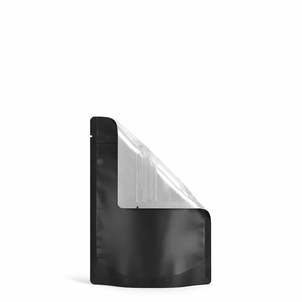 Tamper Evident | Matte Black Vista Mylar Bags (Tear Notch) | 3.62in x 5in - 3.5g - 1000 Count