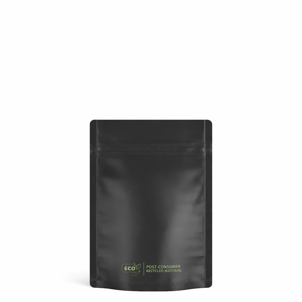 Tamper Evident | Matte Black PCR Mylar Bags (No Tear Notch) | 3.7in x 5in - 3.5g - 1000 Count