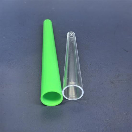 112mm Clear PS Cone Shape Tube Pre Roll Packaging Plastic Tube with Plug