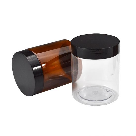 Wholesale PET Plastic Cosmetic Jar Amber Black 50ML 100ML 120ML Cream Bottle with White Black Lid