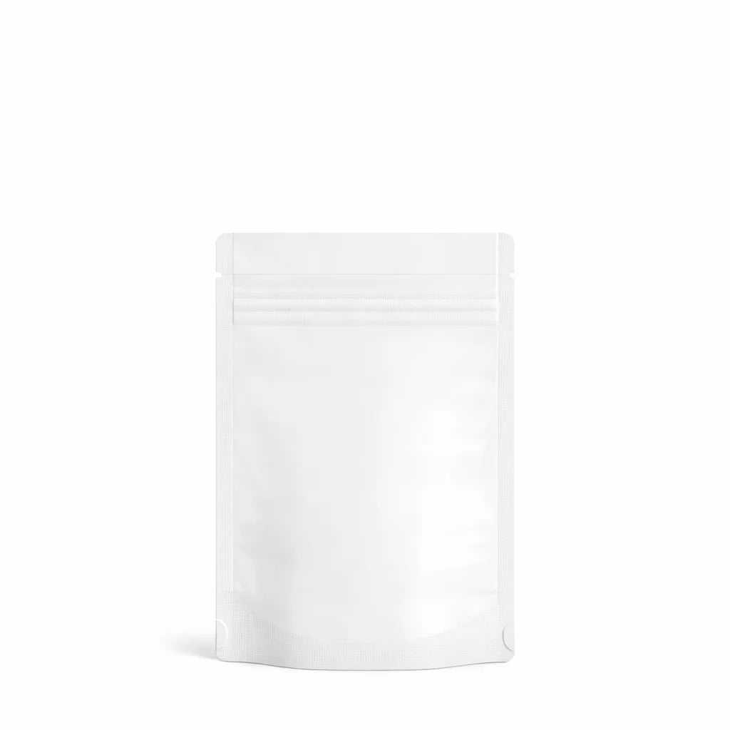 Tamper Evident | Matte White PCR Mylar Bag (Tear Notch) | 3.6in x 5in - 3.5g - 1000 Count