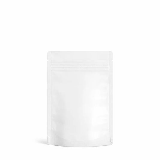 Tamper Evident | Matte White PCR Mylar Bag (Tear Notch) | 3.6in x 5in - 3.5g - 1000 Count