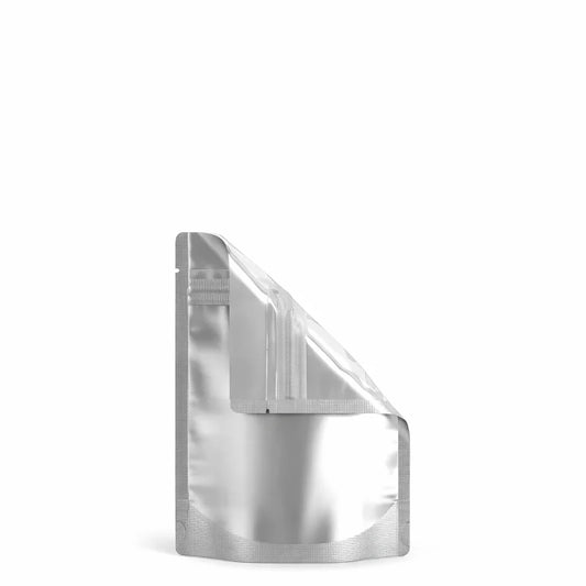 Tamper Evident | Matte Silver Vista Mylar Bags (Tear Notch) | 3.6in x 5in - 3.5g - 1000 Count