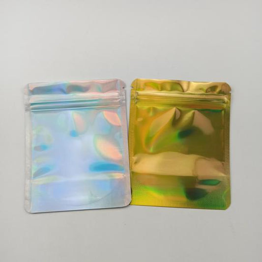 4*5inches 3.5g Holographic silver color CR Regular zipper mylar bag