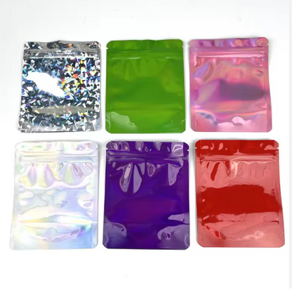 Holographic Rainbow 3.5g Mylar Bag Eye Catchy Shiny Packaging for Candy Party Favors Small Toys Festive Pouch