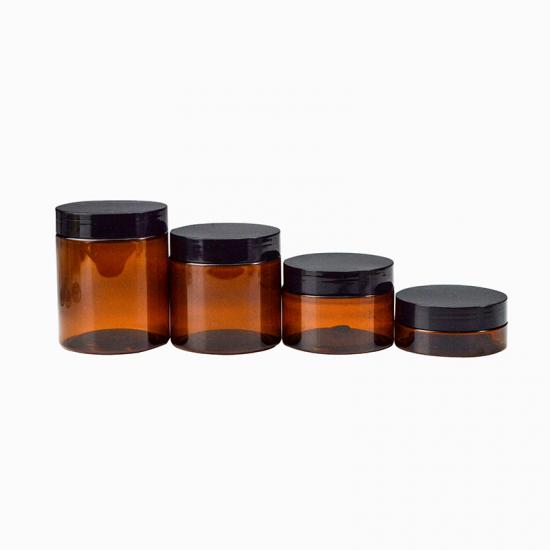 Wholesale PET Plastic Cosmetic Jar Amber Black 50ML 100ML 120ML Cream Bottle with White Black Lid