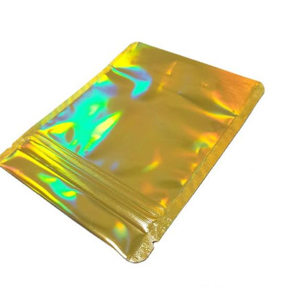 3 Side Resealable Smell Proof Metallic Mylar Ziplock Black Holographic Aluminum Foil Bags