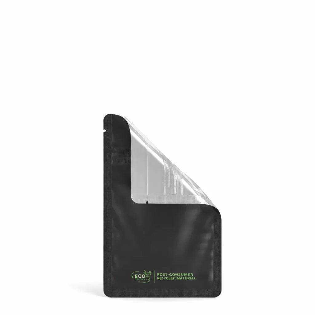 Tamper Evident | Glossy Black Vista PCR Mylar Bags (Tear Notch) | 3in x 4.5in - 1g - 1000 Count