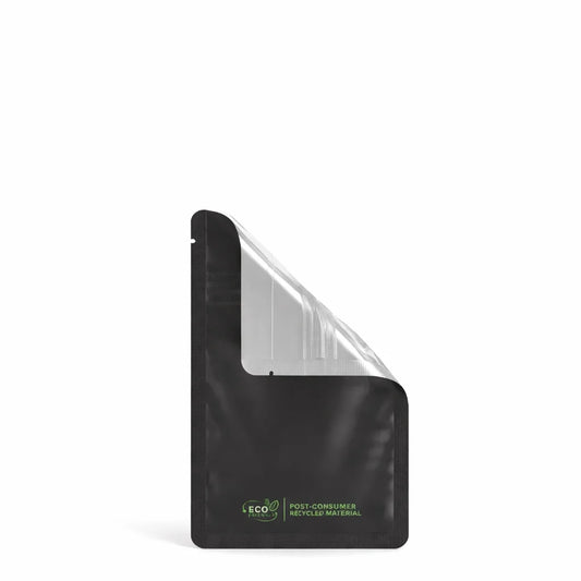 Tamper Evident | Glossy Black Vista PCR Mylar Bags (Tear Notch) | 3in x 4.5in - 1g - 1000 Count