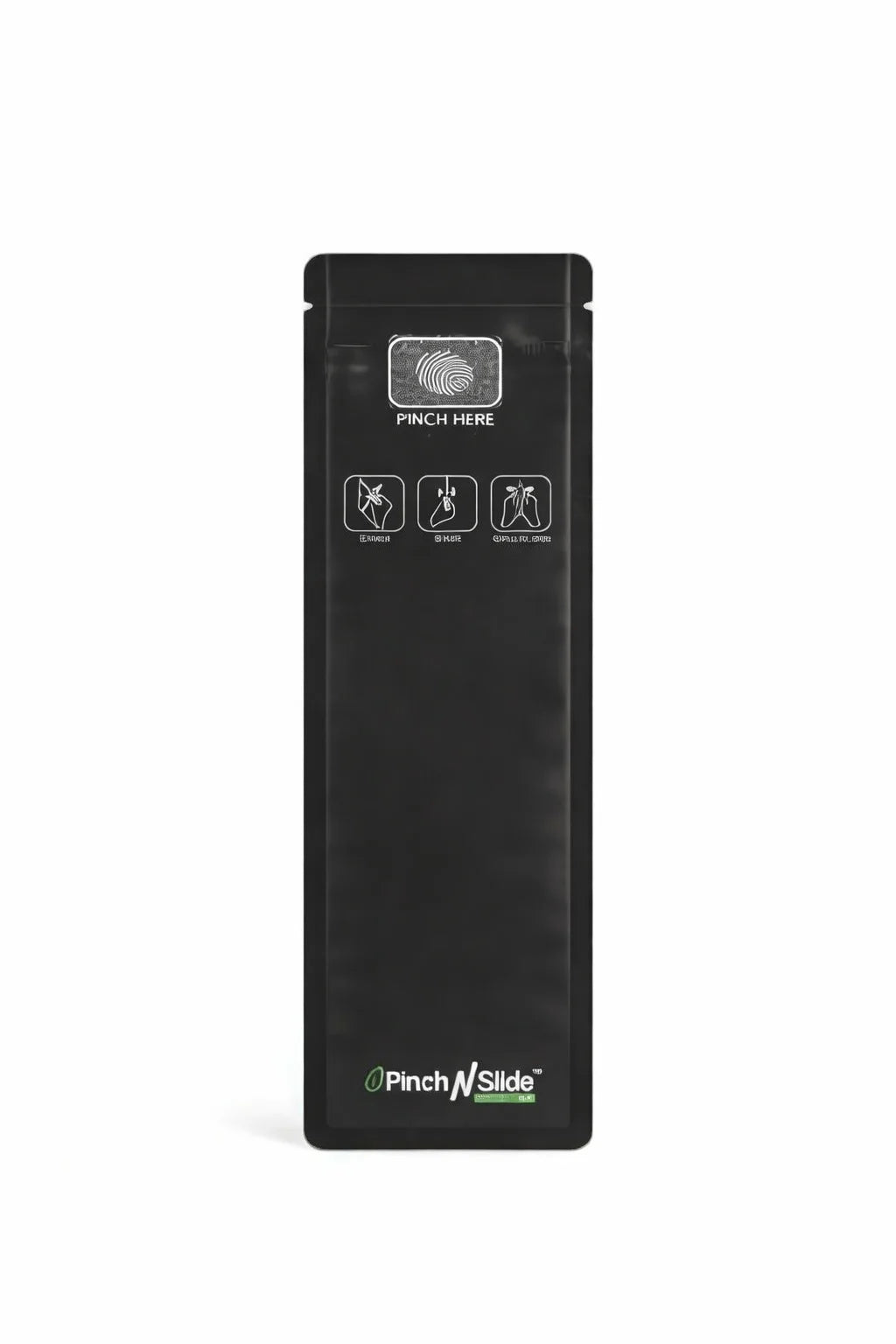 2.5g Matte Black Child Resistant Tamper Evident Mylar Bags | 2.4in x 7.8in | 250 Count