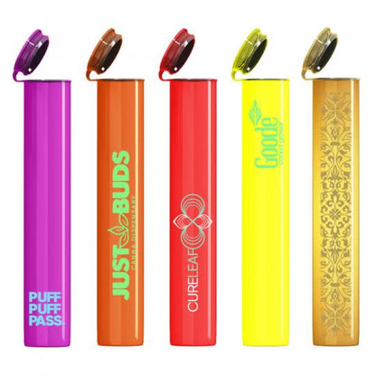 Custom Pre 116mm 120mm Child Resistant Proof Roll Pop Top Plastic Tubes Packaging Containers
