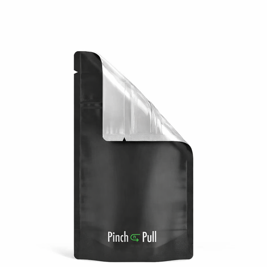 7g Matte Black Vista Child Resistant Tamper Evident Mylar Bags | 4in x 7.4in | 250 Count