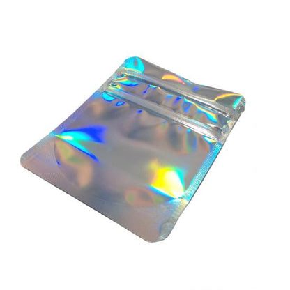 3 Side Resealable Smell Proof Metallic Mylar Ziplock Black Holographic Aluminum Foil Bags
