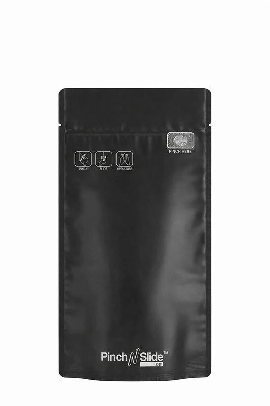 14g Matte Black Child Resistant Tamper Evident Mylar Bags | 5in x 8.8in | 250 Count