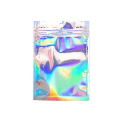 3 Side Resealable Smell Proof Metallic Mylar Ziplock Black Holographic Aluminum Foil Bags