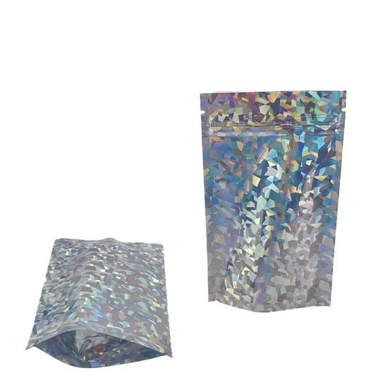 3.5g Stock Stand Up Laser Mylar Bag with Child Proof Zipper