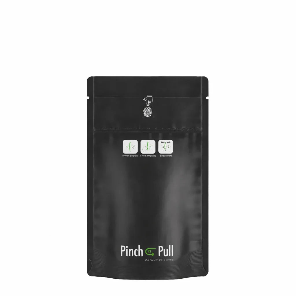 3.5g Matte Black Child Resistant Tamper Evident Mylar Bags | 3.6in x 5.8in | 250 Count